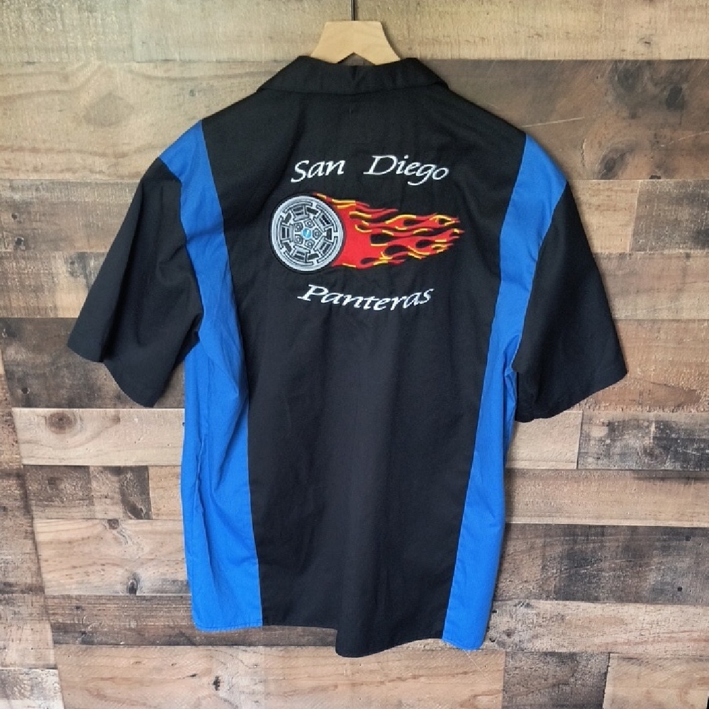 Dickies Black and Blue Mechanic Greaser Bowling Shirt Sz XL Men